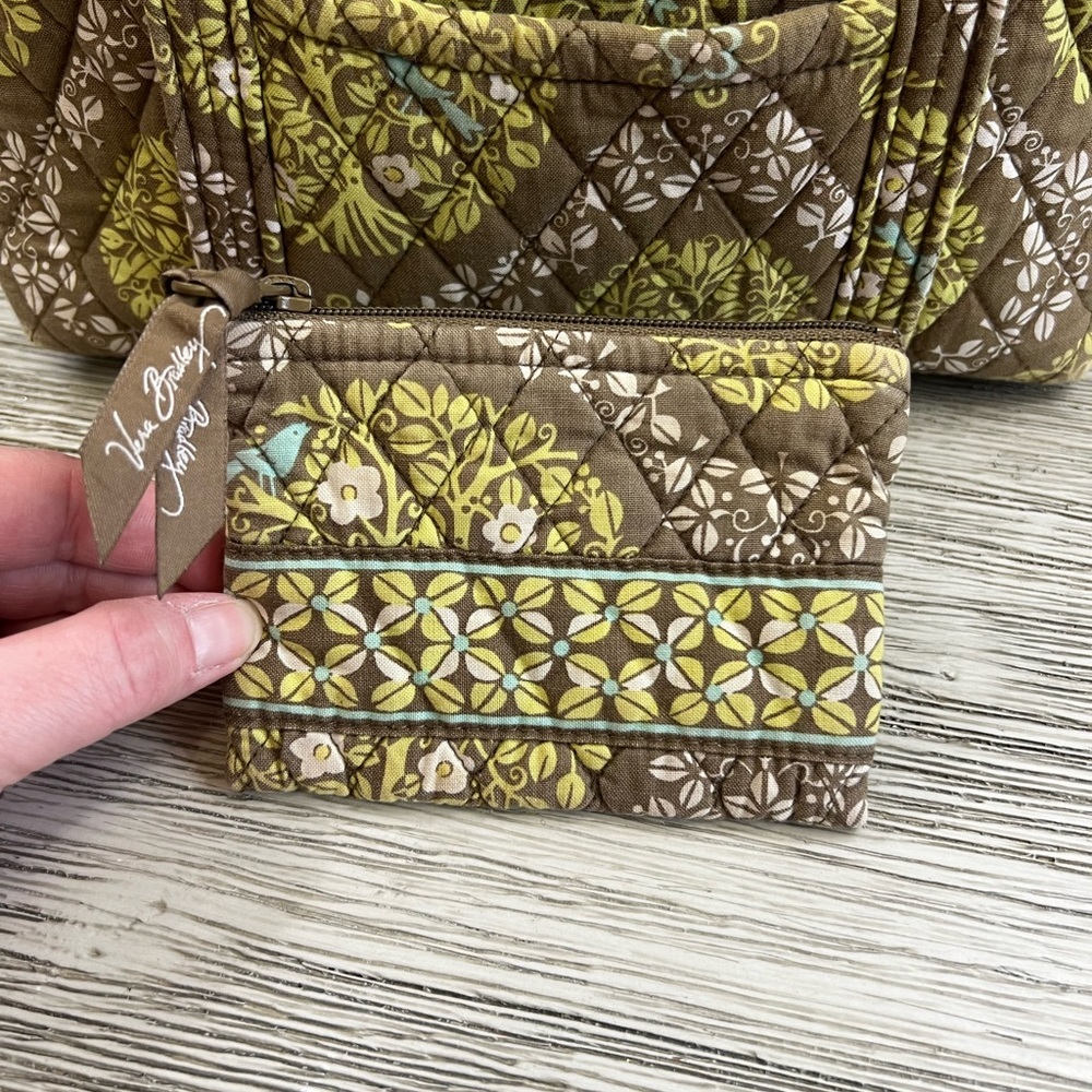 Vera Bradley Quilted Tote in Brown and Yellow Floral with Coin Purse - Picture 2 of 12